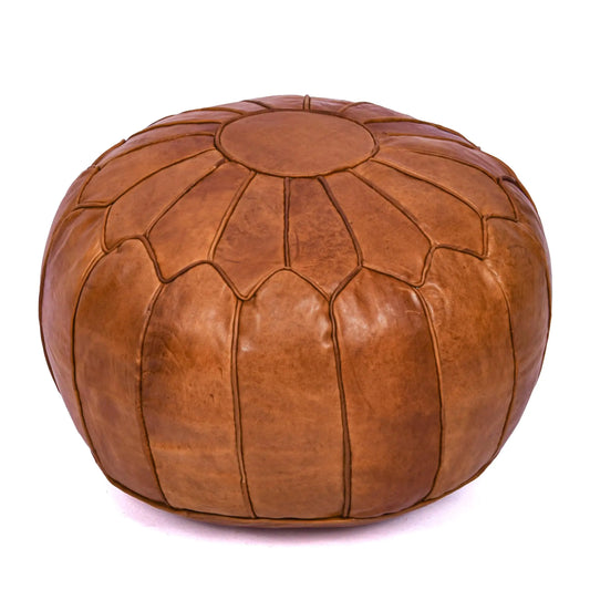 Handmade Moroccan Genuine Leather Pouf Ottoman Cover
